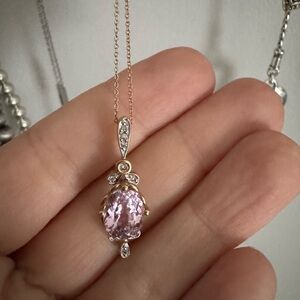Elegant Pink Gemstone Pendant Necklace